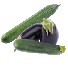 Komkommer, courgette of aubergine